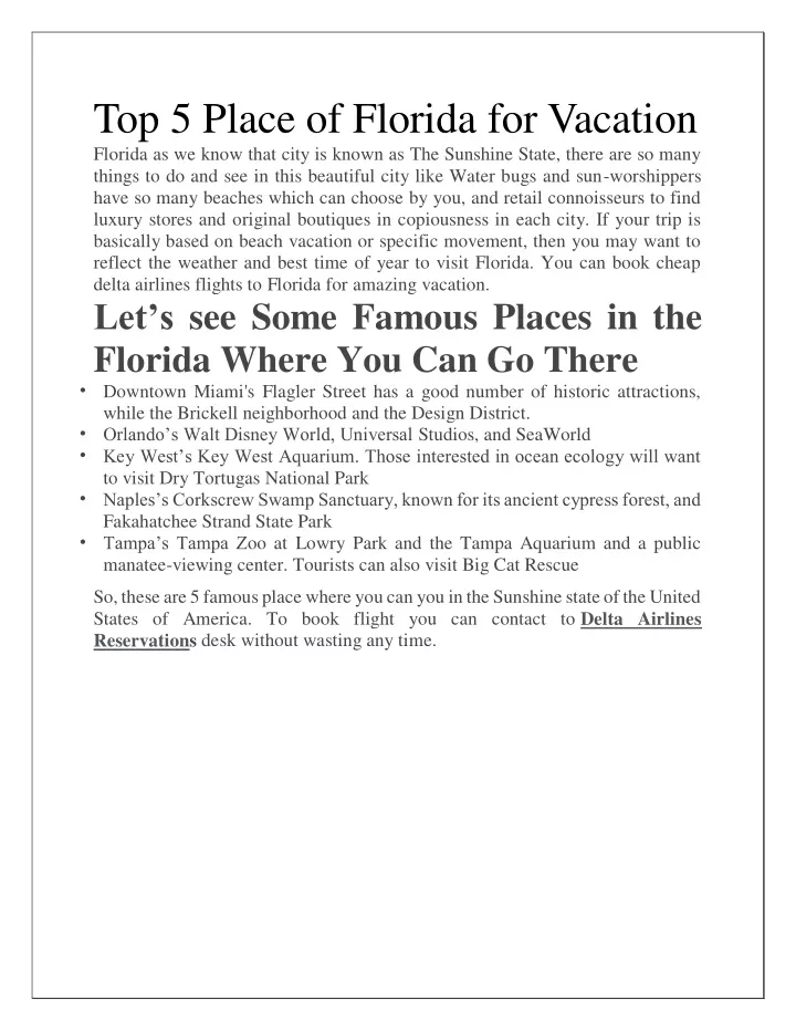 top 5 place of florida for vacation florida