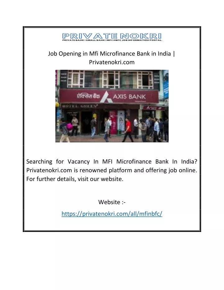 job opening in mfi microfinance bank in india