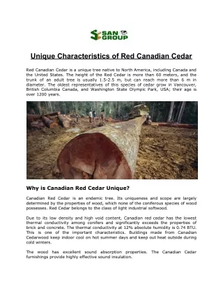 Unique Characteristics of Red Canadian Cedar