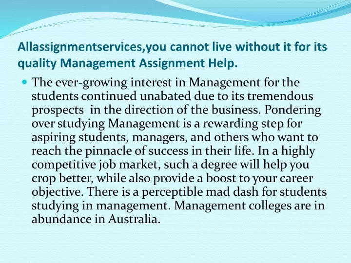 allassignmentservices you cannot live without it for its quality management assignment help