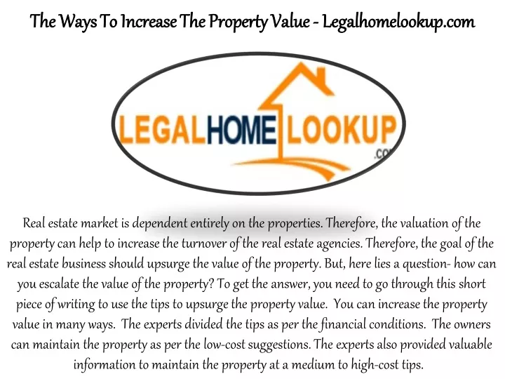 the ways to increase the property value the ways