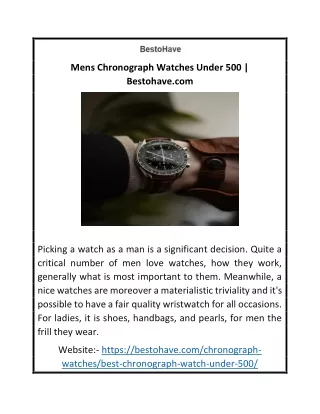 Mens Chronograph Watches Under 500 | Bestohave.com