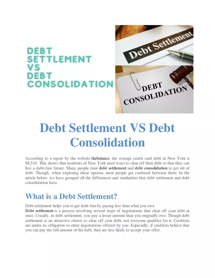 debt settlement vs debt consolidation