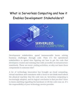 What is Serverless Computing and how it Enables Development Stakeholders?