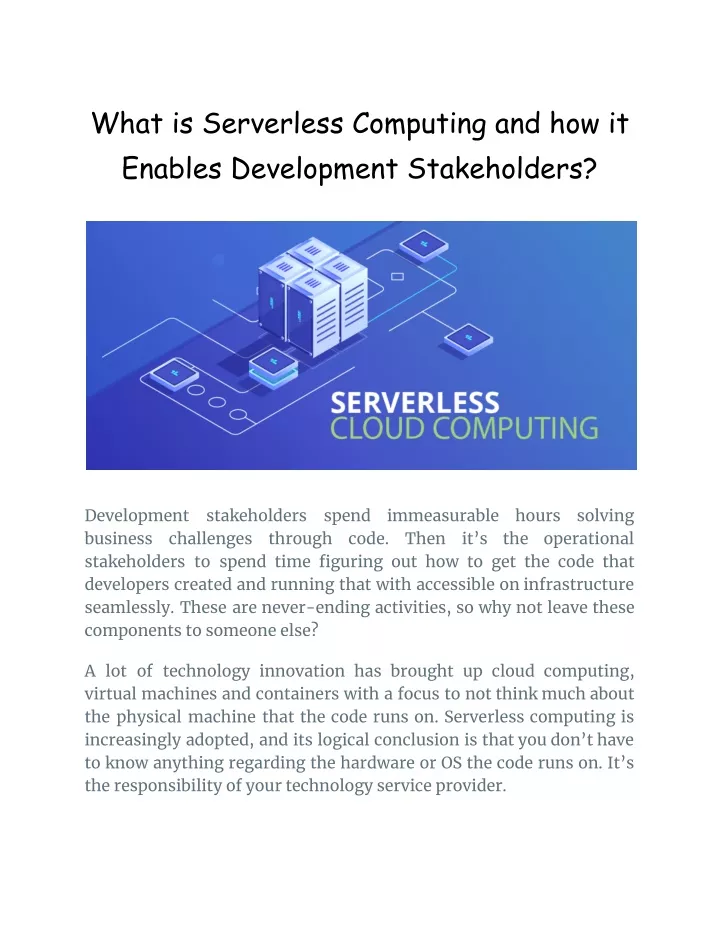 what is serverless computing and how it enables