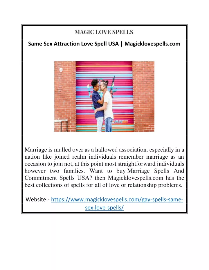 same sex attraction love spell