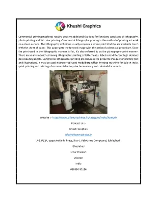 Komori Offset Printing Machine Price In India | Offsetmachines.in
