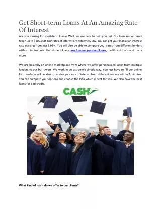 get short term loans at an amazing rate