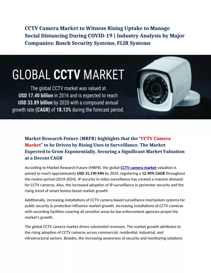 cctv camera market to witness rising uptake