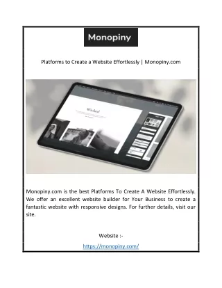 Platforms to Create a Website Effortlessly | Monopiny.com