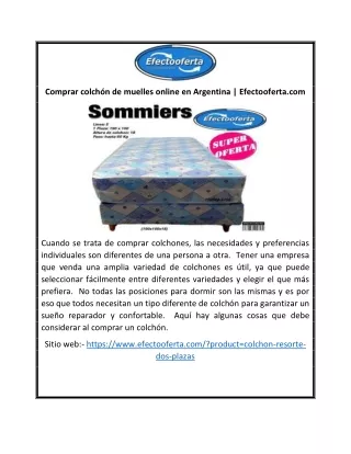 Comprar colchón de muelles online en Argentina | Efectooferta.com