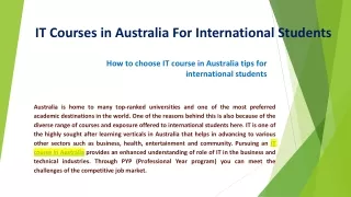 it c ourses in a ustralia f or i nternational s tudents