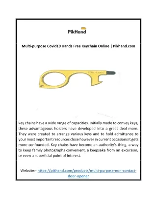 Multi-purpose Covid19 Hands Free Keychain Online | Pikhand.com