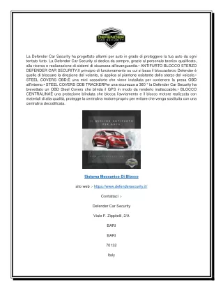 la defender car security ha progettato allarmi