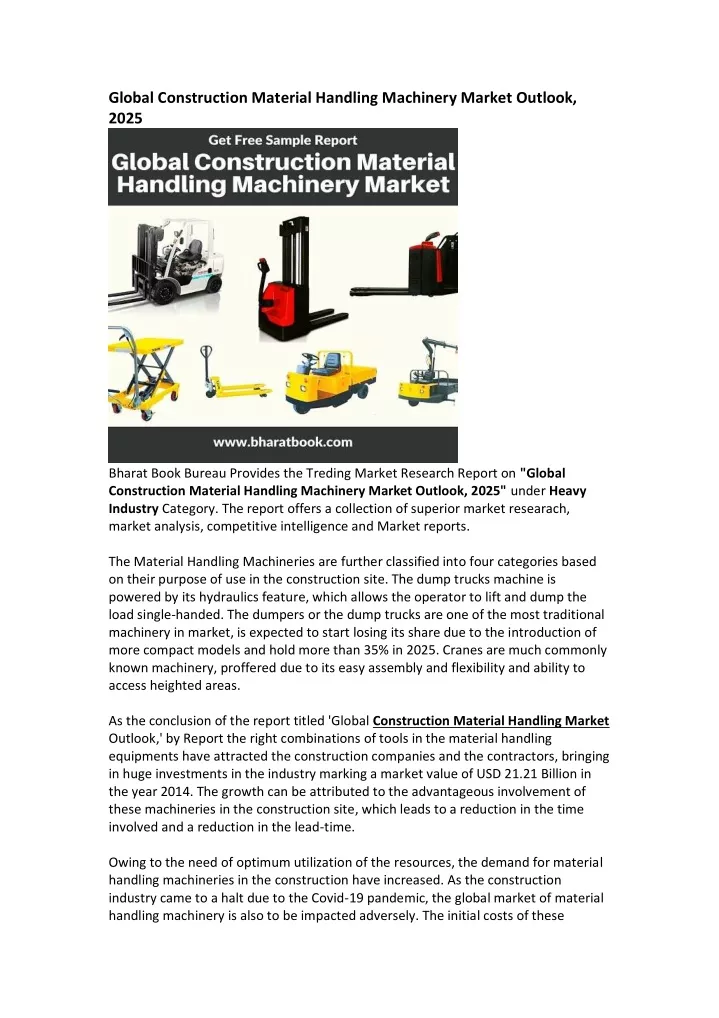 global construction material handling machinery