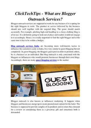 clicktechtips what are blogger outreach services
