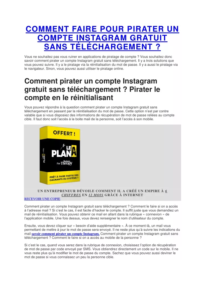 comment faire pour pirater un compte instagram