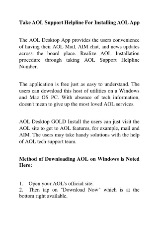 Take AOL Support Helpline For Installing AOL App