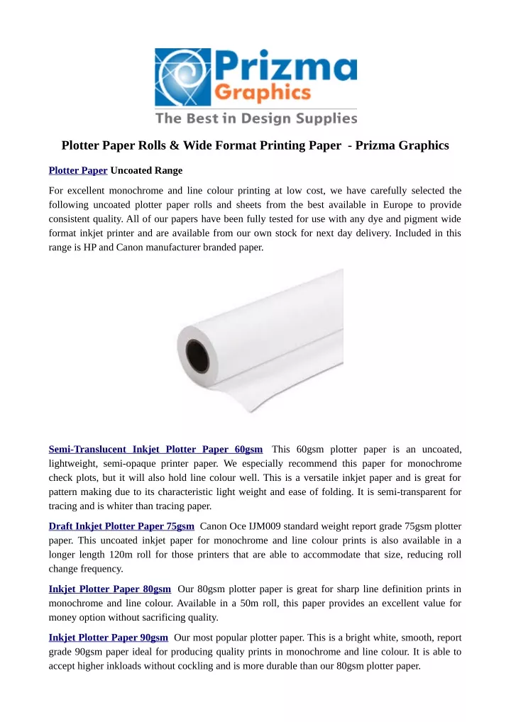 plotter paper rolls wide format printing paper