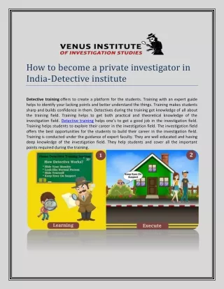How to become a  private investigator in India - Detective institute