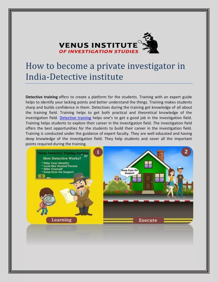 how to become a private investigator in india