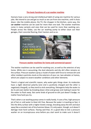 the basic functions of a car washer machine