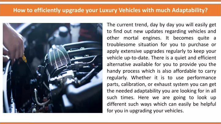 how to efficiently upgrade your luxury vehicles