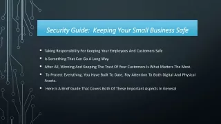 Security Guide: Keeping Your Small Business Safe