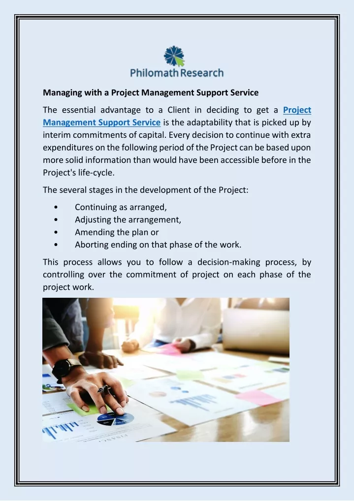 managing with a project management support service