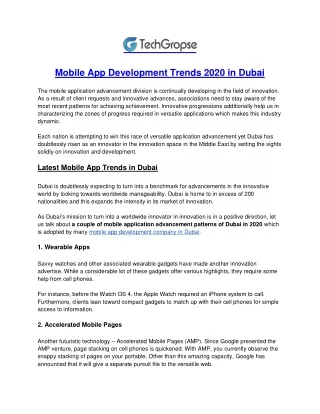 Mobile app development trends 2020 in dubai