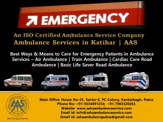 Book your medical journey with ICU, CCU Ambulance Service Katihar | ASHA