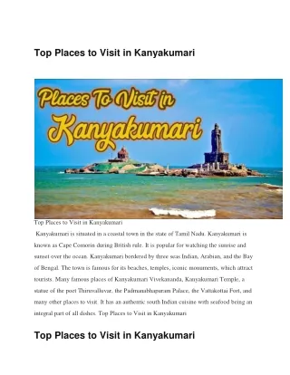 Top Places to Visit in Kanyakumari