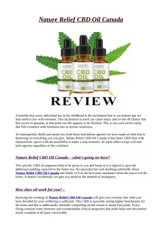 Nature Relief CBD Oil Canada: Reviews, Natural Oil, Price and Where to purchase?