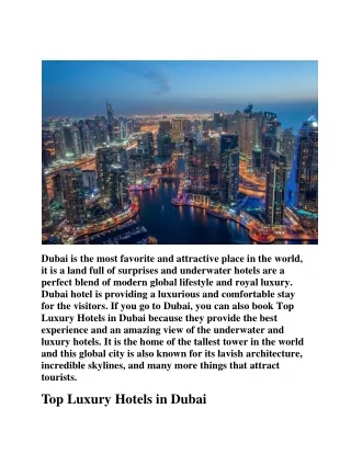 Top Luxury Hotels in Dubai