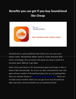 Benefits you can get if you buy Soundcloud like Cheap