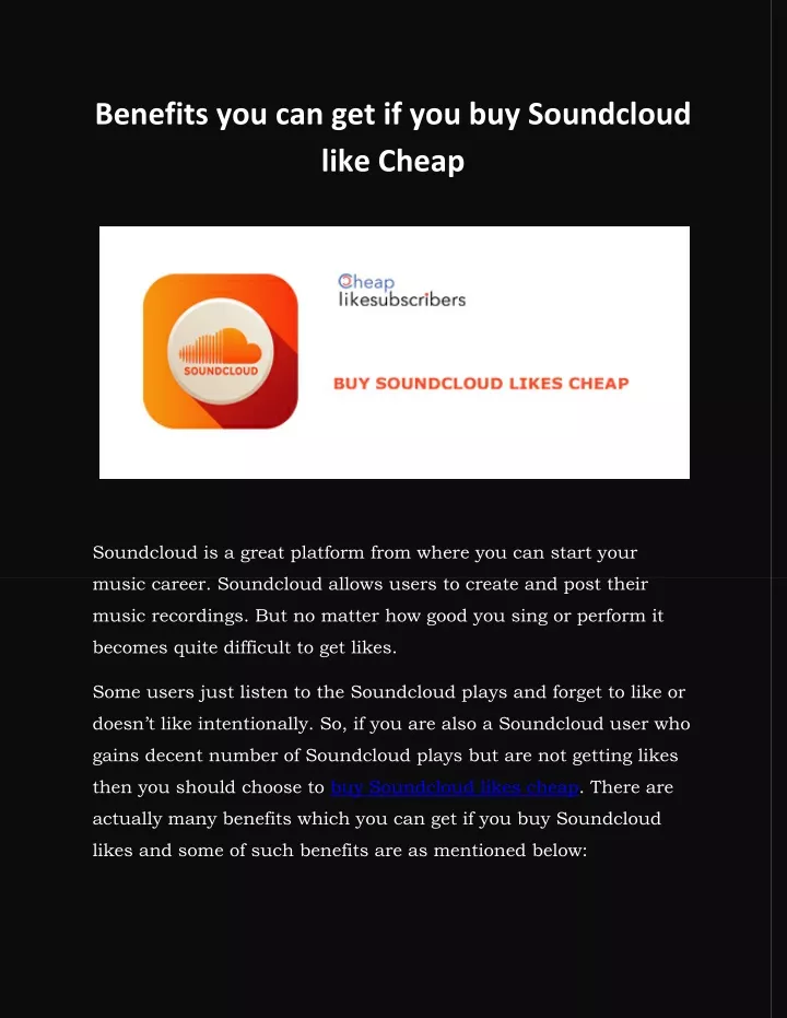 benefits you can get if you buy soundcloud like