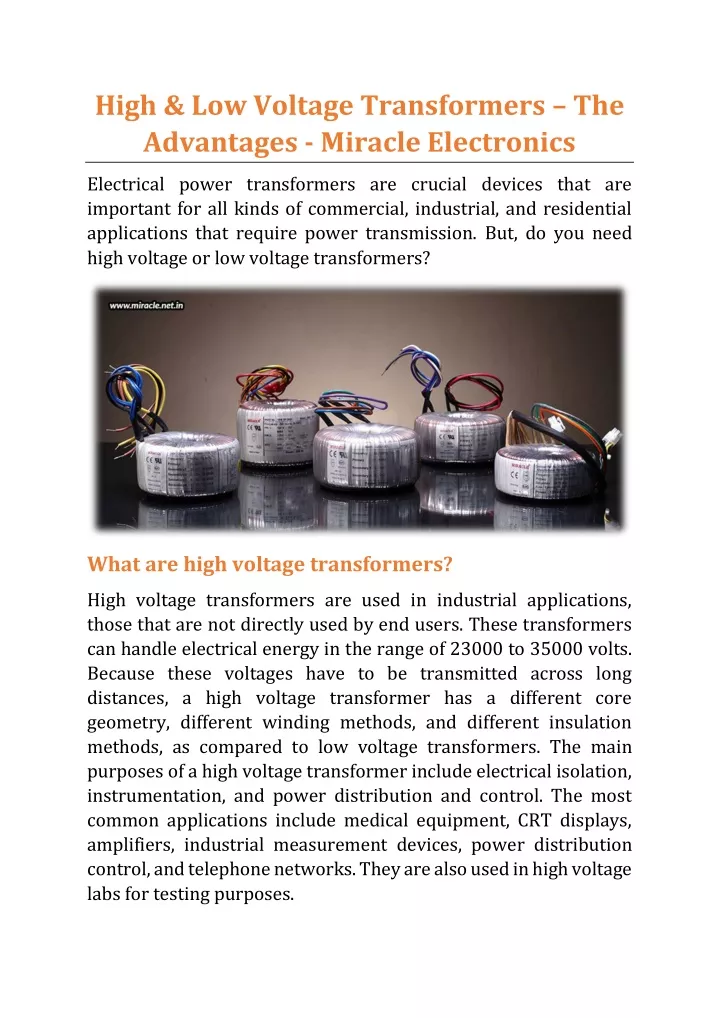 high low voltage transformers the advantages