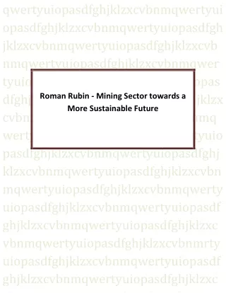 Roman Rubin - Sustainable Future in Mining Industry