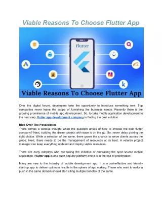viable reasons to choose flutter app