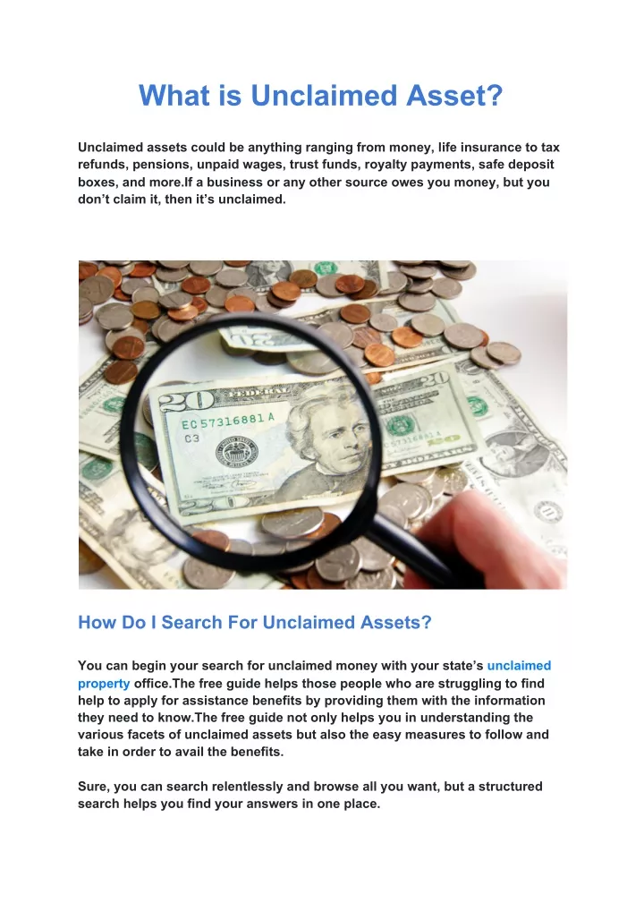 what is unclaimed asset