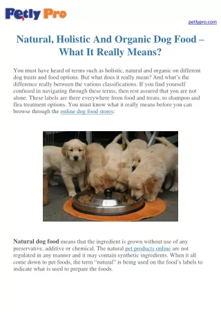 Natural, Holistic And Organic Dog Food – What It Really Means?