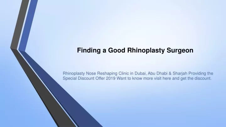 finding a good rhinoplasty surgeon