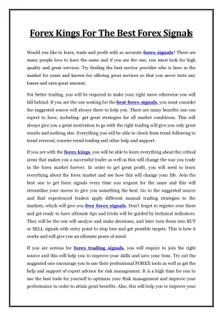 forex kings for the best forex signals