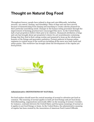 Thought on Natural Dog Food