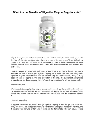 What Are the Benefits of Digestive Enzyme Supplements?