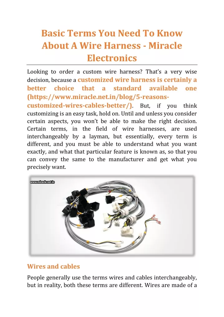 basic terms you need to know about a wire harness