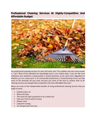Fall Cleaning services at highly-competitive and affordable budget