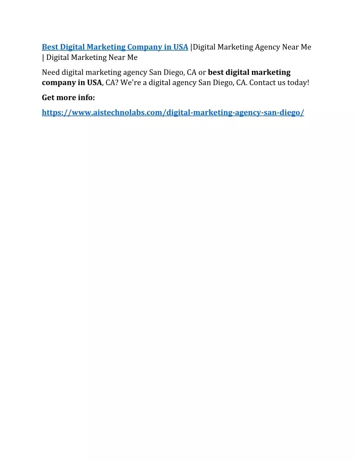 best digital marketing company in usa digital