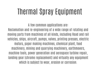 Thermal Spray Equipment
