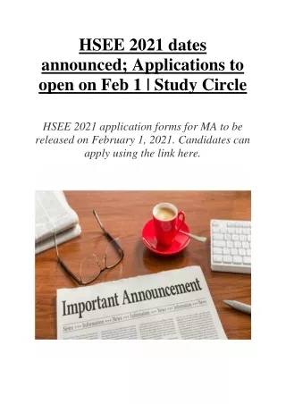 HSEE 2021 Dates Announced; Applications to Open on Feb 1 | Study Circle